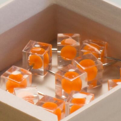 Punaises/punaises de carte, lot de 100, DESKSTORE DOT, transparent/orange