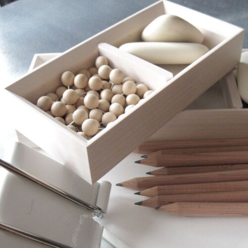 Stackable Storage tray in wood, PILE SMALL, 15  x 7,5 cm, White Wash