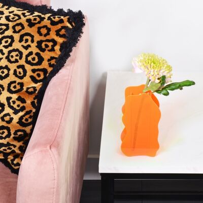 Neon Orange Abstract Vase