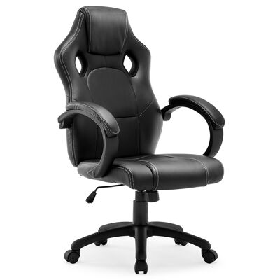 IWMH Drivo Gaming Racing Chair Leder mit verstellbarer Rückenlehne stabile Basis Design SCHWARZ