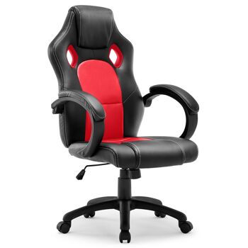 IWMH Drivo Gaming Racing Chaise en Cuir avec Dossier Réglable Conception de Base Stable ROUGE 1