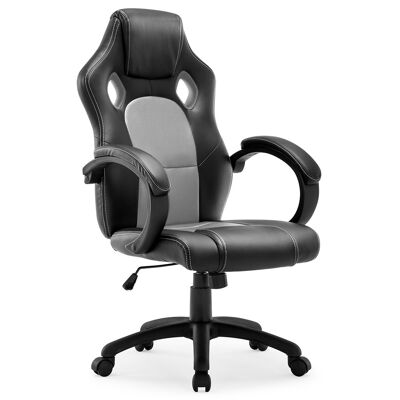 IWMH Drivo Gaming Racing Chair Leder mit verstellbarer Rückenlehne stabile Basis Design GRAU