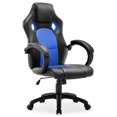 IWMH Drivo Gaming Racing Chair Leder mit verstellbarer Rückenlehne stabile Basis Design BLAU