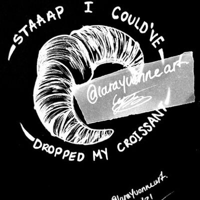 White Sketch Croissant Meme - A4 with Frame - Print