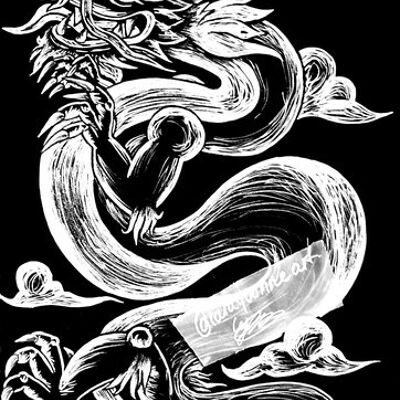 White Sketch Dragon - A5 - Print