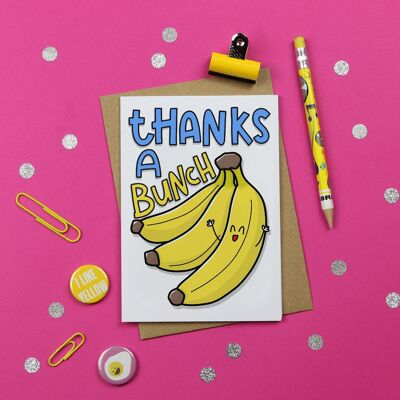 Thanks a bunch / Pun Card / Thank You Card / Funny Greeting Card / Banana Pun / Cute Pun Card / Quirky/ Unisex