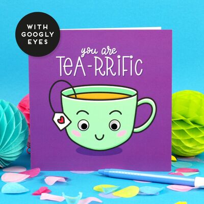 Tea-rrific Card / Thank You Card / Thank You Teacher Card / Tea / Funny Card / Tea Pun / Well Done Card / Greeting Card / Teacher / Unisex