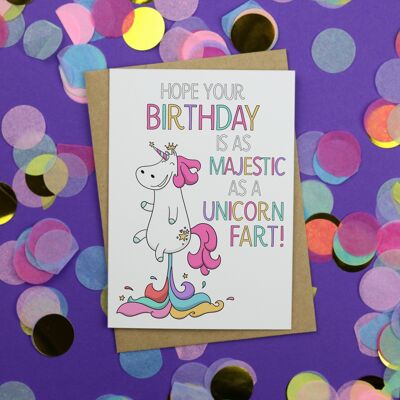 Unicorn Fart Birthday Card / Unicorn Card / Funny Unicorn / Funny Birthday Card / Rude Happy Birthday Card