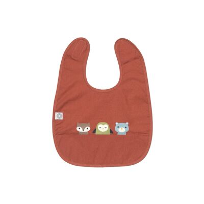 Eat burnt red friends organic bib