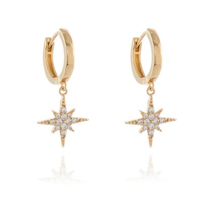 Cachet Star CZ Earrings in 18ct Gold Plated