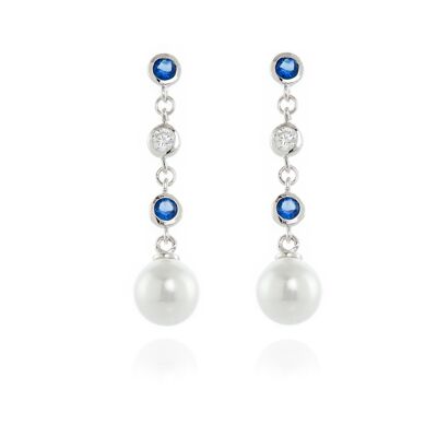 Cachet Inge Earrings Pearl and CZ Platinum Plated