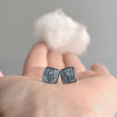 Gray Angel and Demon earrings