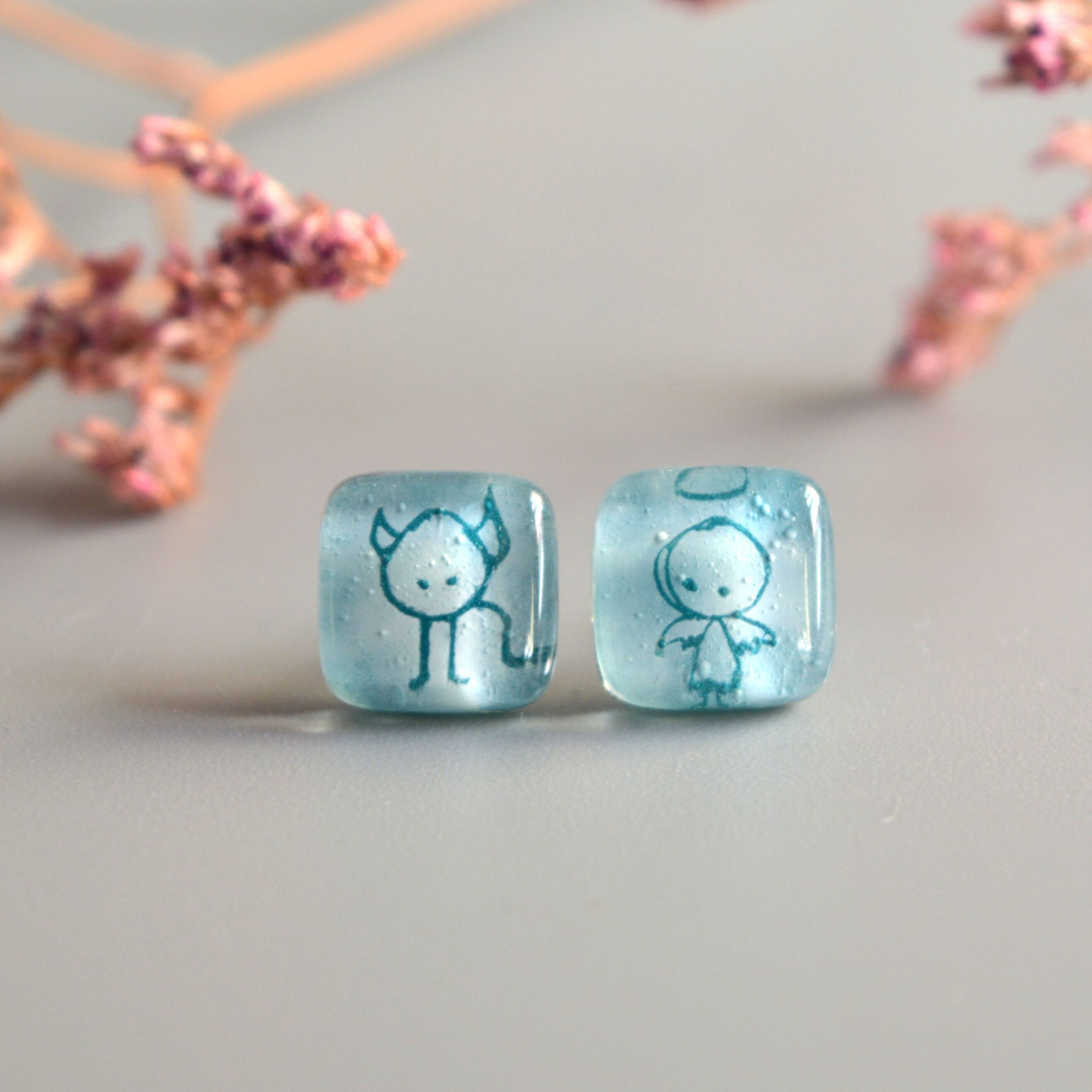 Pendientes Ángel y Demonio color verde menta