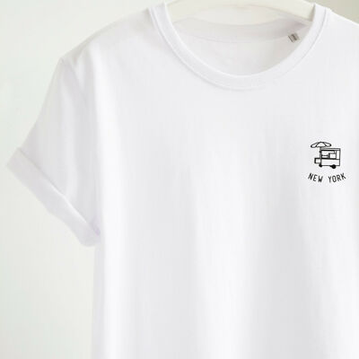 T-shirt New York, brodé blanc