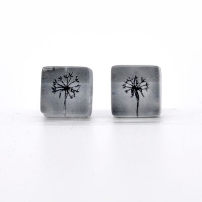 Gray Dandelion Stud Earrings