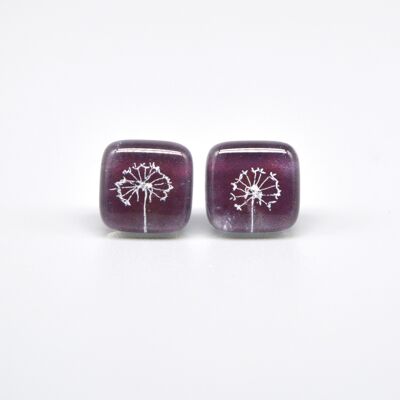 Boucles D'oreilles Tiges Pissenlit Lilas Foncé