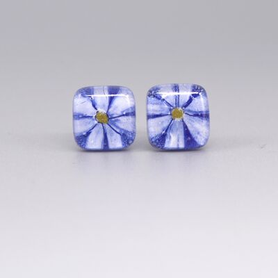 Boucles D'oreilles Tiges Marguerite Bleu Cobalt