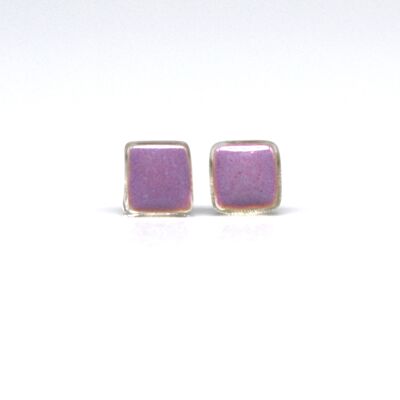 Small lilac glass and 925 sterling silver earrings