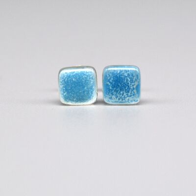 Small turquoise glass and 925 sterling silver earrings
