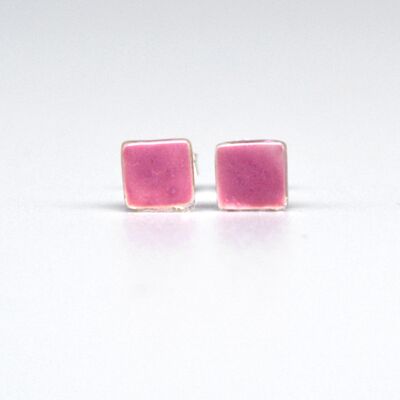 Small rose glass and 925 sterling silver earrings