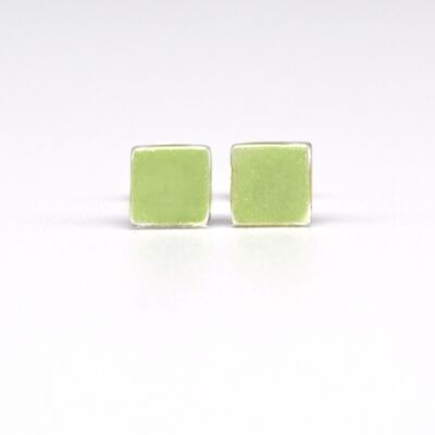 Small green glass and 925 sterling silver earrings