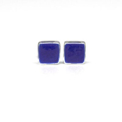 Kleine Ohrringe aus blauem Glas und 925er Sterlingsilber