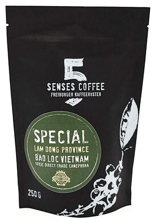 5 SENSES SPECIAL 100% FINE ROBUSTA BAO LOC VIETNAM - 500 Gramm - Gemahlen für Siebträger