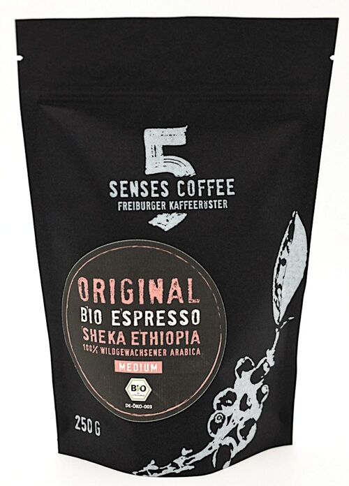 5 SENSES ORIGINAL BIO-ESPRESSO ÄTHIOPIEN - 1000 Gramm - Gemahlen für Espressokocher