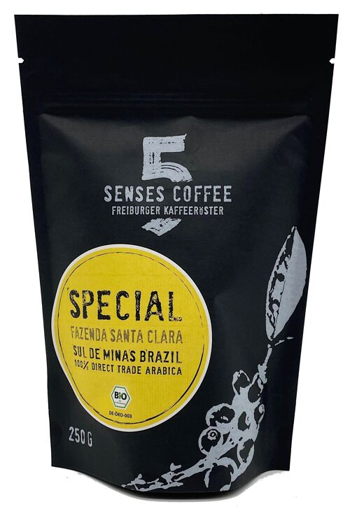 5 SENSES SPECIAL SANTA CLARA BRAZIL ESPRESSO (BIO) - 250 Gramm - Gemahlen für Espressokocher
