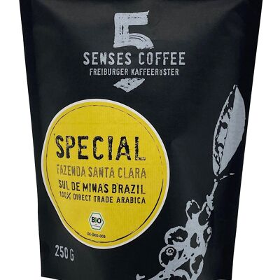 5 SENTIDOS ESPECIAL SANTA CLARA BRASIL ESPRESSO (BIO) - 250 gramos - Molido para cafeteras espresso
