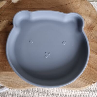 Silicone Plate Bear - Gray Blue