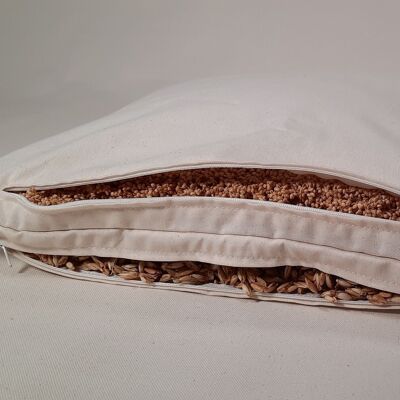 40 x 60 cm cuscino combinato buccia di farro/buccia di miglio, con due camere di riempimento, twill organico, art. 0644334