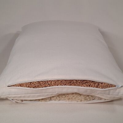40 x 60 cm almohada combinada ovillos de lana/cáscaras de mijo, con dos cámaras de relleno, sarga orgánica, art. 0644336