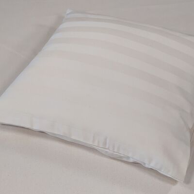 Housse 40 x 40 cm rayures blanches, satin bio, article 4404011