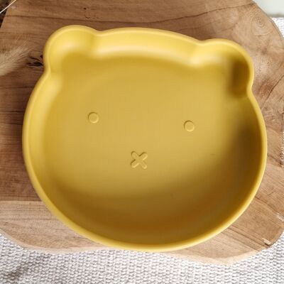 Assiette Silicone Ours - Jaune Ocre
