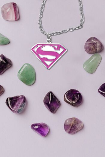 DC Comic Super girl rose pendentif & chaîne 3