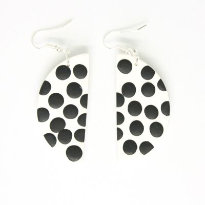 Black and white semi circle earrings