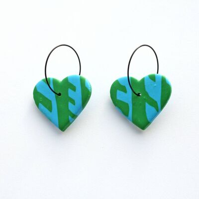 Blue and Green Heart Hoops