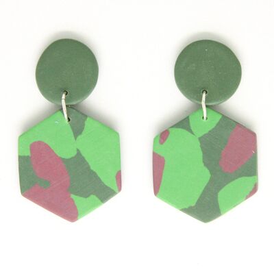 Camo hexagon dangle with green top