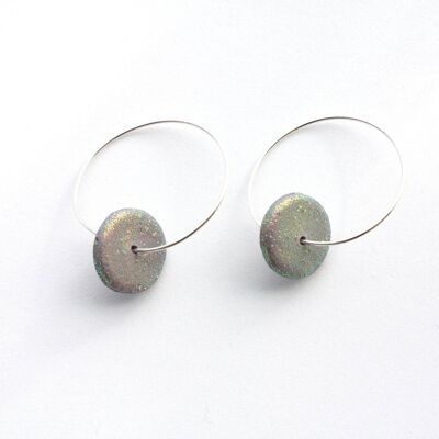 Dazzle Discs Sterling Silver Hoops