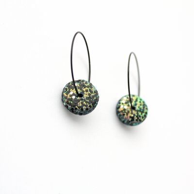 Midnight Glitter Disc Hoops