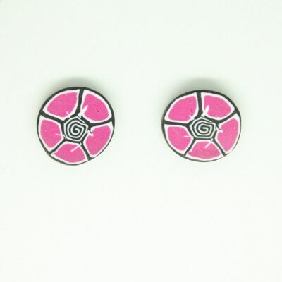 Pink flower studs