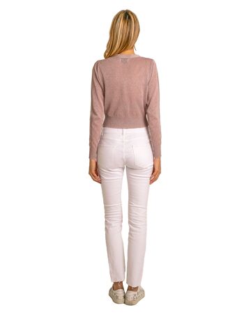 Brunella Gori Cardigan Court en Lurex pour Femme avec Boutons Couleur Rose Clair 2