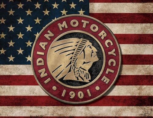 Schild: Indian Motorcycle US Flag