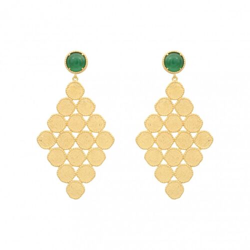 Boucles d'oreilles COLLECTION CONSTANCE MAIA Agate Verte plaqué or