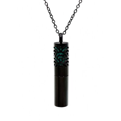 Olfactory gold aromatherapy necklace - Seigaiha (black lacquered)
