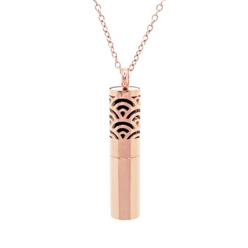 Olfactory gold aromatherapy necklace - Seigaiha (rose gold plated)