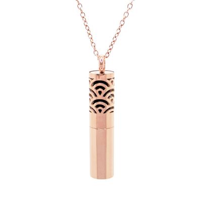 Olfactory gold aromatherapy necklace - Seigaiha (rose gold plated)