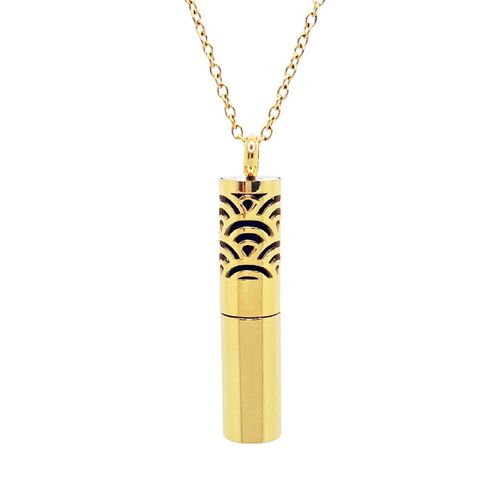 Olfactory gold aromatherapy necklace - Seigaiha (Gold plated)