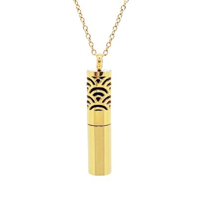 Olfactory gold aromatherapy necklace - Seigaiha (Gold plated)